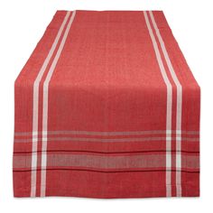 a red and white plaid table runner