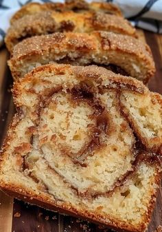 slices of cinnamon swirl bread on a cutting board