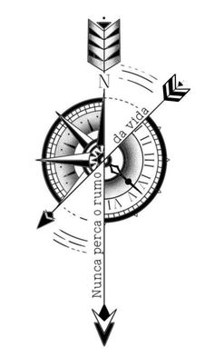 a compass tattoo design with arrows pointing in different directions and the words,'let it be