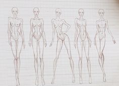 sketches of female body shapes on lined paper