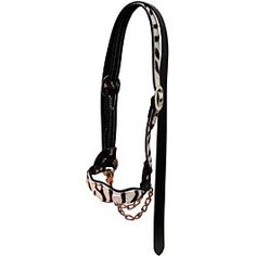 a black and white striped halter with chain