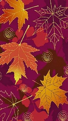 an image of autumn leaves on a purple background