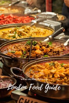 a buffet table filled with lots of different types of food