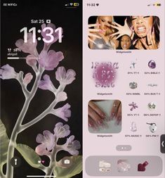 an image of a cell phone screen with flowers on it