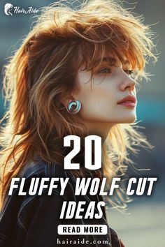 The fluffy wolf cut: a blend of softness and edge that’s perfect for an effortlessly cool vibe. Wolf Cuts With Bangs, Wolf Cut With Bangs