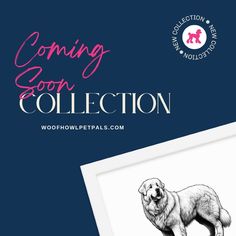 a dog is shown with the words coming soon collection