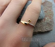 Duck ring sold in sizes 4-10 SOLID sterling stamped 925 silver 14K gold plating Duck Ring, Duck Jewelry, Vero Beach Fl, Bow Ring, 925 Jewelry, Gold Plating, Ducks, Rhodium Plated, Custom Jewelry