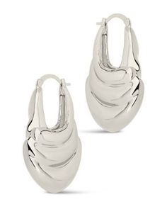 These unique textured hoop earrings are statement pieces that will elevate any outfit.. | STERLING FOREVER Manon Hoops, Silver, 15 in Statement Hoop Earrings, Silver Jewelry Earrings, Flip Flop Slippers, Clutch Pouch, Designer Crossbody Bags, Pearl Earrings Dangle, Sterling Silver Hoops, Keep Jewelry, Fine Jewellery Earrings