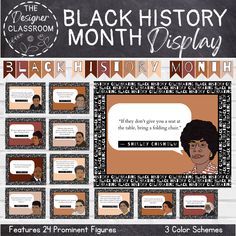 the black history month display is shown with information for students to use in their classroom