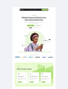 an image of a website page with the words reliable payment solutions for international education