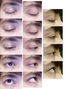 many different pictures of the same person's eyes