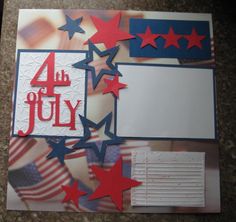 the fourth of july greeting card is made with red, white and blue stars