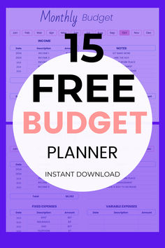 the 15 free budget planner with text overlay