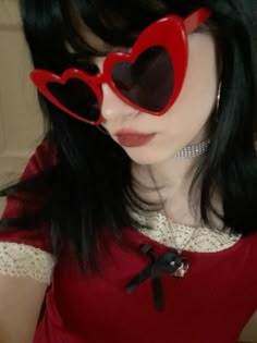 Heart Shaped Sunglasses Outfit, Lana Girl Aesthetic, Cherry Coquette Aesthetic, Heart Shaped Sunglasses Aesthetic, Heart Sunglasses Outfit, Dark Lovecore Aesthetic, Red Aesthic, Coquette Red, Heart Shape Sunglasses