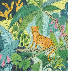 a painting of a cheetah in the jungle