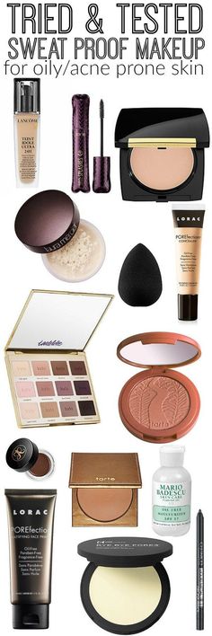 Seriously sweat proof makeup! The best makeup products for oily & acne prone skin! A must pin for those who want makeup to last all day without getting oily & without causing breakouts Makeup Products For Oily Skin, Products For Oily Skin, Oily Acne Prone Skin, Sweat Proof Makeup, Oily Sensitive Skin, Behind Blue Eyes, The Best Makeup, Glow Skin