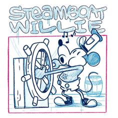 a drawing of mickey mouse with the words steamboat mill life