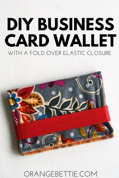 an image of a business card wallet with a red ribbon on it and the title diy business card wallet