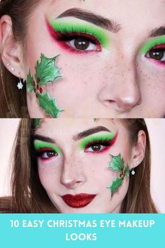 Christmas Eyeshadow Looks Easy, Elf Makeup Looks Christmas, Creative Christmas Makeup Ideas, Christmas Inspired Makeup, Christmas Eye Makeup Ideas, Christmas Elf Makeup, Christmas Makeup Looks, Christmas Makeup Ideas, Female Pirate