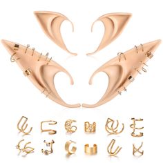 PRICES MAY VARY. 2 Pairs Elf Ear and Gold Chain Earrings Set: 2 different pairs elf ear, including 1 pair of short and 1 pair of long soft silicone brown elf ear, 24pc earrings, fit for most girls ear. You can dress up like a fairy, monster, vampire, elf, anime characters in cosplay, Halloween, masquerade, anime, costume and dress up party. Material: Elf ear made of silicone, that are soft and comfortable material, can fold and knead, will not be deformed. It can be repeats to use. The chain ear Masquerade Anime, Ears With Earrings, Fairy Monster, Pixie Ears, Browns Elf, Elf Earrings, Elf Cosplay, Elf Ear Cuff, Fairy Ears