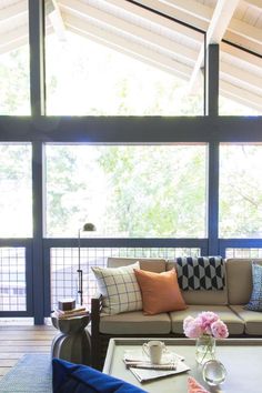 Fine mesh screens keep pesky bugs out but allow fresh air inside and views to be enjoyed. Urban Oasis Backyard, Focal Point Fireplace, Efficient Laundry Room, Oasis Backyard, Patchwork Tiles, Clean Clothes, Bungalow Homes, Craftsman Bungalows