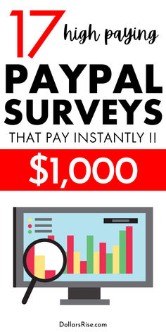 a computer screen with the words 17 high paying pay surveys that instantly $ 1, 000