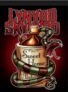 a bottle with snake wrapped around it and the words, lynyard skywood