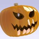 a large pumpkin with big eyes and teeth on it's face is floating in the air