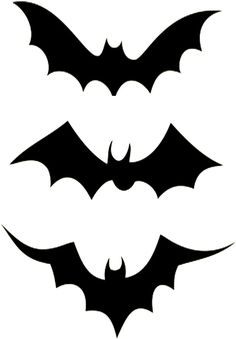 three bats are shown in black and white, with the shape of two wings on each side