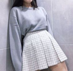 Look Grunge, Tennis Skirt Outfit, Kawaii Fashion Outfits, Korean Girl Fashion, Ulzzang Fashion, 가을 패션, Kawaii Clothes, Korean Street Fashion, Kawaii Fashion