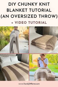 the chunk knit blanket is an oversize throw with video instructions to make it easy