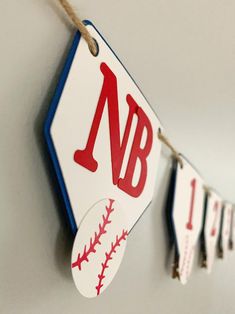 baseball themed banner hanging on the wall