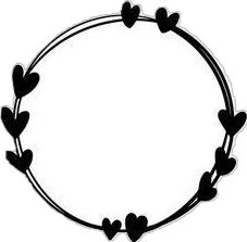 a black and white photo of a bracelet with hearts in the shape of a circle