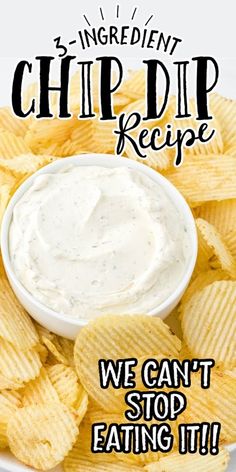 Homemade chip dip made with sour cream, ranch dressing seasoning, and herb & garlic cream cheese is just the right creamy topping for chips or veggies. Egg Salad Pasta, Homemade Chip Dip, Chip Dip Recipe, Easy Chip Dip, Best Chip Dip, Chip Dip Recipes, Best Dip Recipes, Best Chips, Homemade Chips