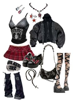 Performing Outfits Concert, Grunge Rockstar Gf Outfits, Hair Metal Outfit, Rocker Gf Aesthetic Outfit, Babymetal Concert Outfit Ideas, Punk Party Outfit, Punk Club Outfit, Outfit Ideas Rockstar Gf, Concert Rock Outfit