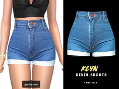 the shorts are designed to look like denim shorts with high waist and low rise hems