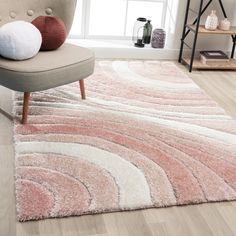 Lantanas 7070 Geometric Shag Area Rug has a thick pile height and abstract spirals with a high-low effectFluffy and stain-resistant rugs in pink or turquoise are a colorful choice for kid’s rooms and playroomsMake a bold statement in modern living rooms and bedrooms with navygrayredyellowor brown color optionsThis ultra-soft shag area rug is safe for kids and petsso you can lounge and read or play with your children in comfortAdd warmth to your hardwood floors and plain carpets with a contempor Modern Shag, Pink Area Rug, Shag Area Rug, Transitional Area Rugs, Luxury Rug, Geometric Area Rug, Soft Rug, Pink Rug, My New Room