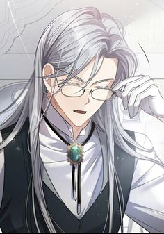 an anime character with long hair and glasses