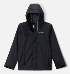 Family hikes are on, rain or shine, with this waterproof-breathable rain jacket complete with mesh lining for airflow and adjustable details to help him dial in the fit. Family Hiking, Hiking Jacket, Waterproof Jacket, Columbia Sportswear, Komplette Outfits, Product Label, Vest Jacket, Columbia, Rain Jacket