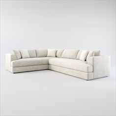 Our bold, contemporary Ridley Collection shows off clean lines and beveled block arms. The relaxed aesthetic features a deep, low bench seat for an ultra-comfy sit. | Ridley Foam Comfort 2-Piece Sectional with Right-Facing Sofa in M Ivory | by Value City Furniture Transitional Sectional, Large White Sofa, Sectional Living Room Decor, Cream Sectional, Ikea Bench, Velvet Sectional, American Signature Furniture, Value City Furniture, White Sofas