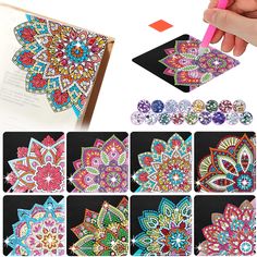 the instructions for how to draw an intricate flower design with colored pencils and markers