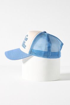 Cotton, polyester Spot clean Imported | Let's Go For A Hike Trucker Hat by Worn/West in Blue, Women's, Polyester/Cotton at Anthropologie Trucker Hats For Women, Pink Trucker Hat, Trucker Hats, Hats For Women, Letting Go, Trucker Hat, Accessories Hats, Anthropologie, Hiking