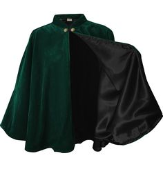 PRICES MAY VARY. Velvet Half Cloak: This Velvet circular cut half medieval cloak capelet is decorated by two pairs of gold color buttons at the front and fringes at the hem which adds elegance to your look. The neck cloak clasp shows your charming collarbone, offering a graceful alternative or a great addition to jackets its loose-fitting cascades over your body. Reflect Your Personality: This half-black cloak Capelet can be worn with almost anything. You can accessories it and pair it with your Half Cloak, Medieval Cloak, Prince Clothes, Cape Wedding, Black Cloak, Cape Designs, Velvet Cape, Elegant Halloween, Costume Collection