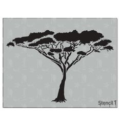 the stencil tree is shown in black and white, on a gray background