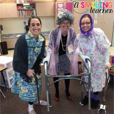 three women standing next to each other with crutches