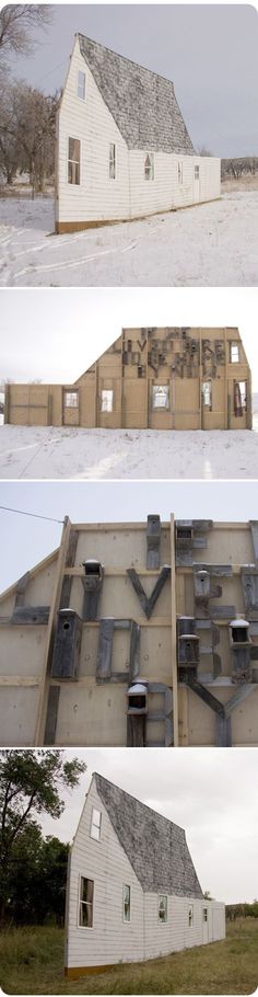 three different views of an old barn and the same building that has been converted into a house