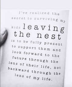 an open book with the words leaving the nest written in black and white on it