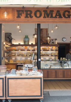 Paris Cheese Shop - Every Day Paris Cheese Shop Design, Parisian Breakfast, Store Facade, Paris Packing, Cheese Store, Deli Shop, Paris Kitchen, Green Cafe, Cafe Creme