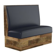 a chair made out of wood and leather with a black seat cushion on the back