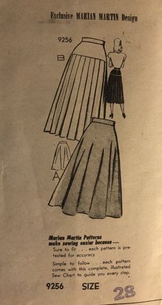 an old fashion sewing pattern for a skirt